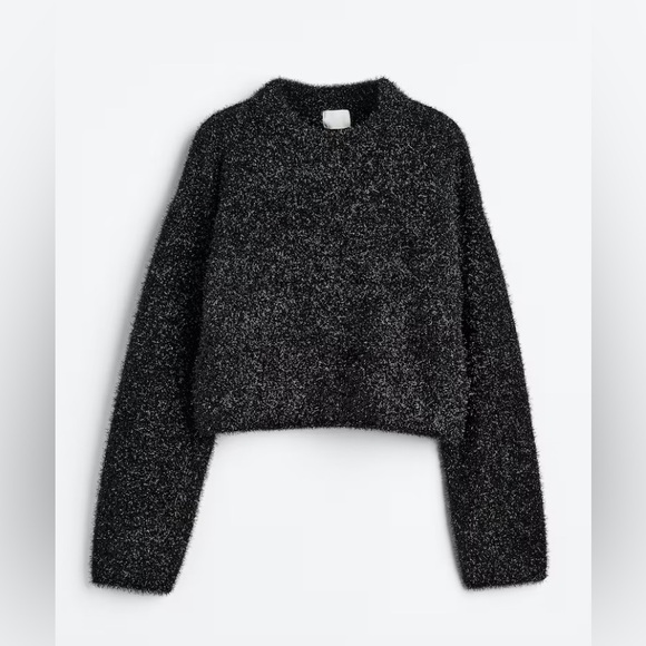 H&M black/silver glittery sweater size large - Picture 1 of 9
